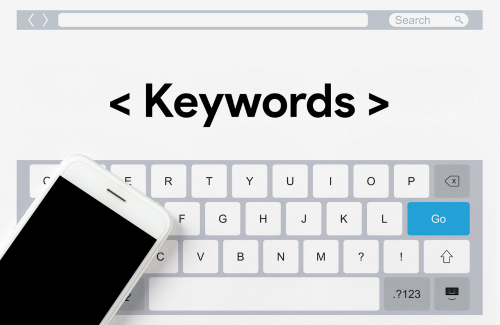 UI with the word "Keywords" in the middle.
